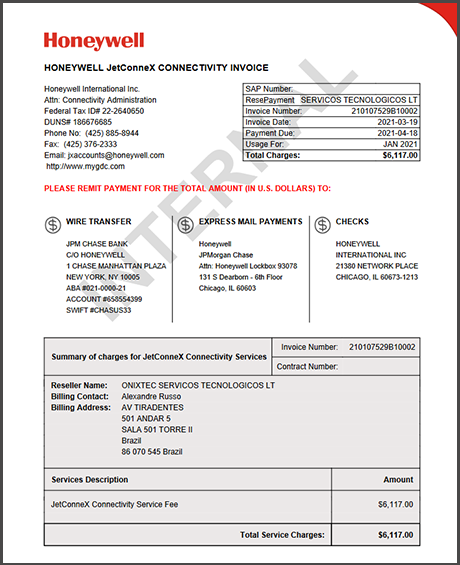 Satellite billing Invoice